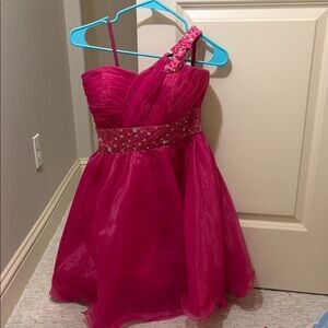 JJs House Fuchsia Kids Dress with Embellished Waist